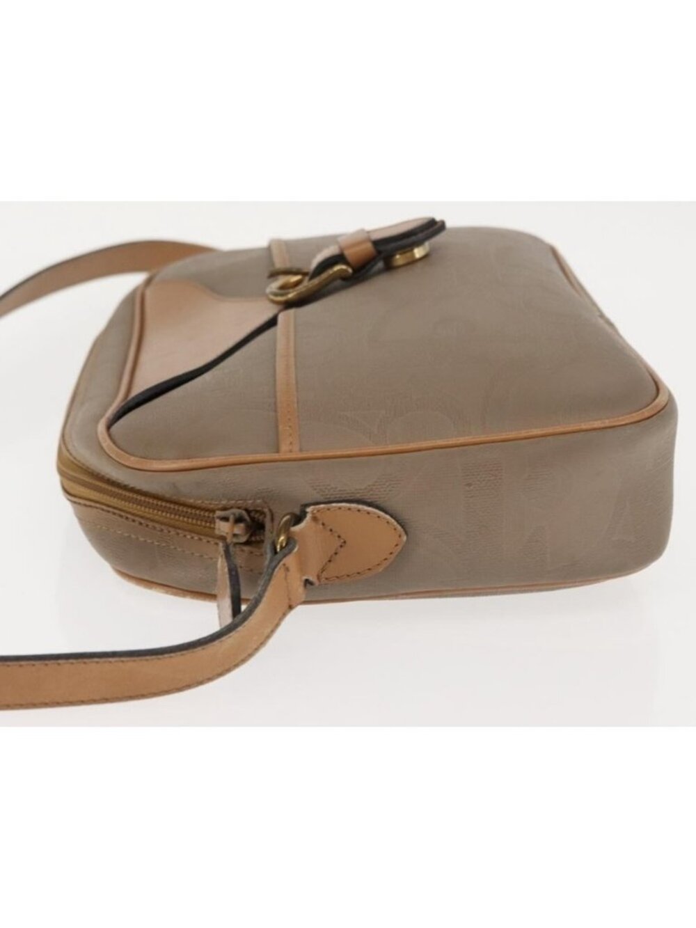 Authentic Christian Dior Trotter Canvas Shoulder Bag Beige Gold - Picture 13 of 16
